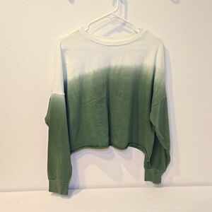 World Market Cropped Sweatshirt Size Large Green White